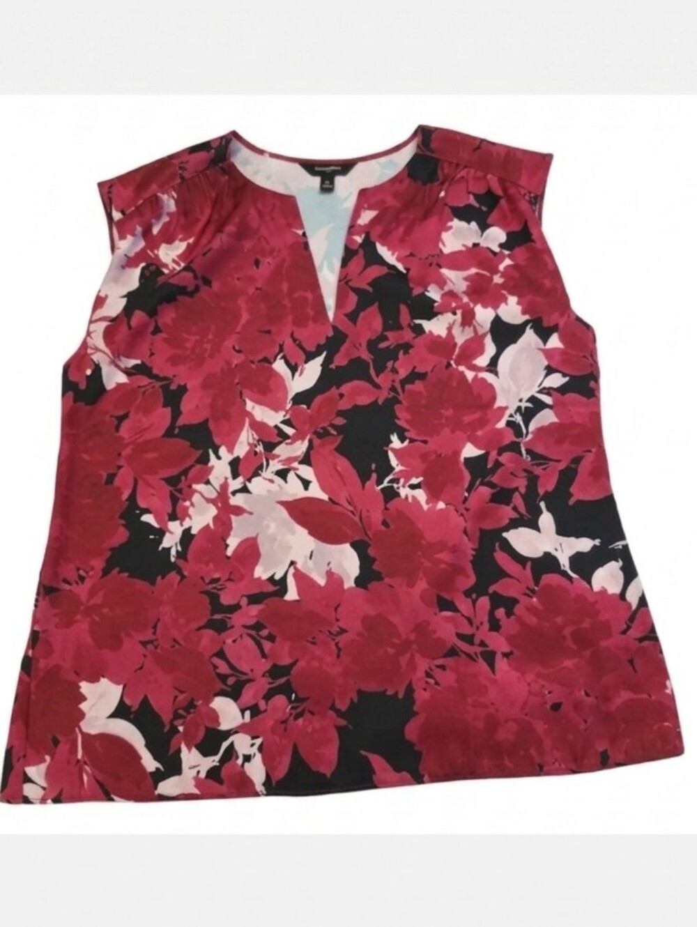 Banana Republic Floral Blouse - Burgundy & Black Short Sleeve Women's Size Small